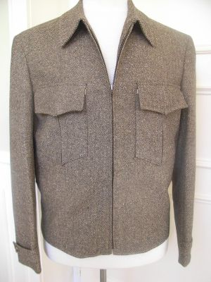 Blouson Modell 1940, Fischgrat Cognacbraun / Schwarz meliert