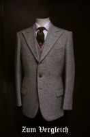 Anzug, Modell 1930 Spitzfasson, Feintweed Braun meliert.
